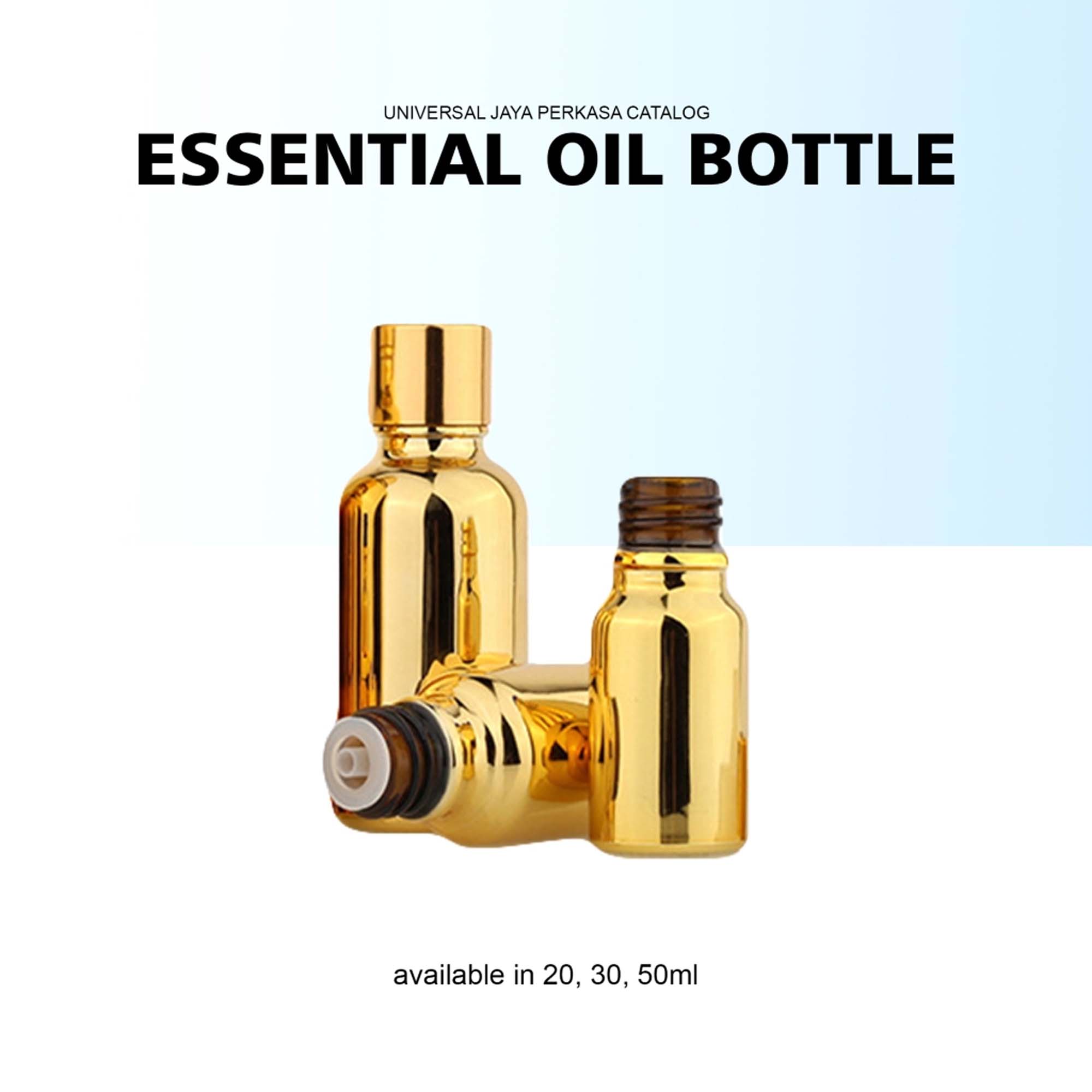 Botol Essential Oil Gold Dengan Tutup Gold Yang Elegan – Universal Jaya 