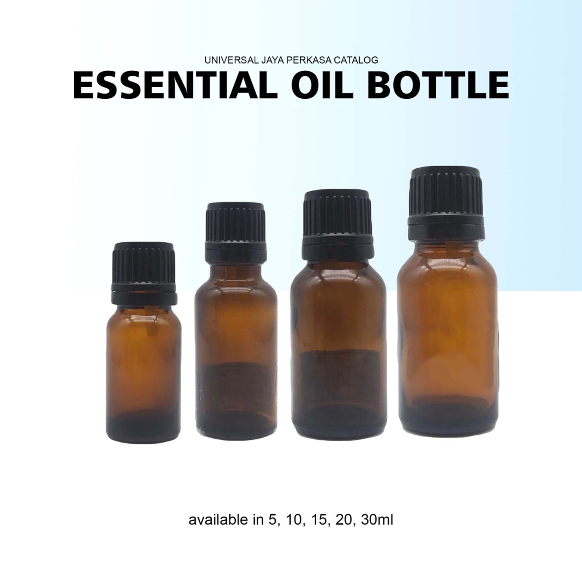 Botol Essential Oil Kaca Dan Plastik Coklat Dengan Tutup Hitam ...